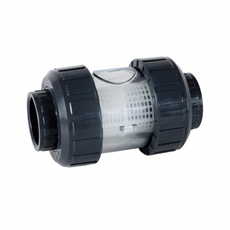 Schmutzfilter S4 mit Kunststoffsieb DN40 PVC transparent PVCu Klebemuffe d50 metrisch PN16 EPDM